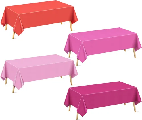 Vista 21 de Mantel rectangular de la serie azul y verde, 4 piezas, 54 x 72 pulgadas, color sólido, impermeable y a prueba de derrames, mantel de plástico