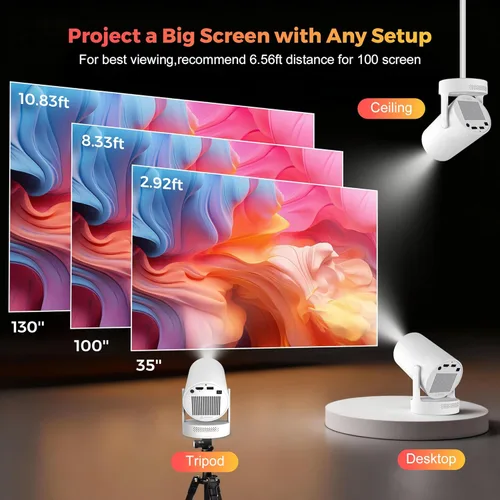 Vista 6 de Electric Focus WellSonic Mini proyector con WiFi y Bluetooth, proyector portátil de 260 Ansi con altavoz de 5 W, Keystone vertical automático y 180