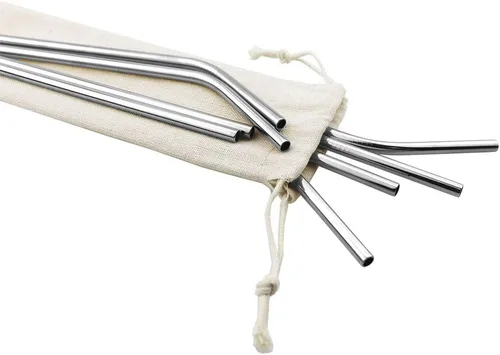 Vista 7 de Pajitas de metal de colores para leche y té, reutilizables, de acero inoxidable 304 con cepillo y bolsa de limpieza