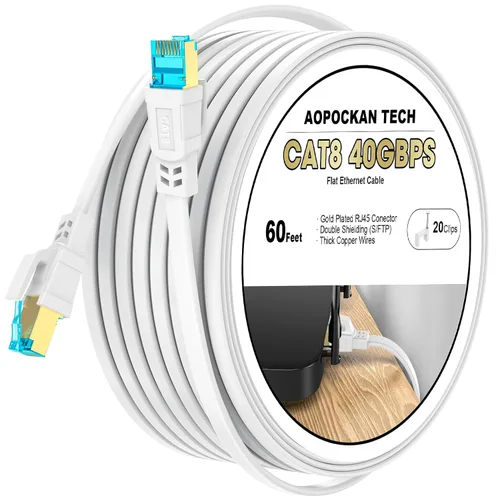 Vista 21 de AOPOCKAN TECH Cables Ethernet Cat8 (blanco, CAT8-6FT)