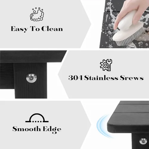 Vista 4 de Mesa auxiliar para exteriores, mesa auxiliar Adirondack doble pequeña resistente a la intemperie, mesa auxiliar para interiores y exteriores