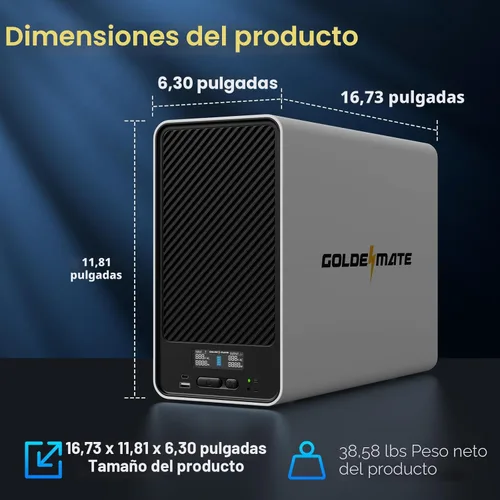 Vista 7 de GOLDENMATE 2000 VA/1600 W Batería de reserva de alimentación ininterrumpida (UPS) de litio y protector de sobretensiones, fuente de alimentación