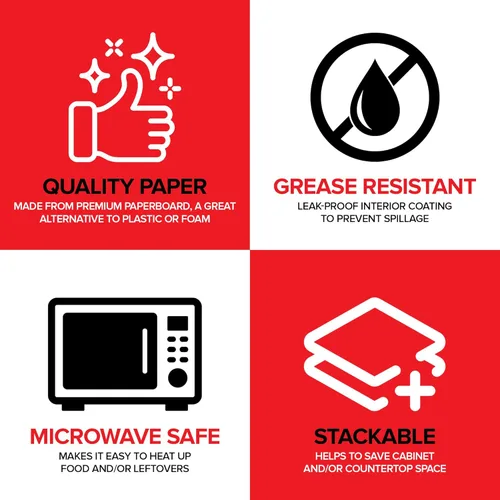 Vista 4 de Stock Your Home Botes pequeños de papel para alimentos (paquete de 100) bandejas desechables de 1 libra a cuadros rojos y blancos, botes de comida