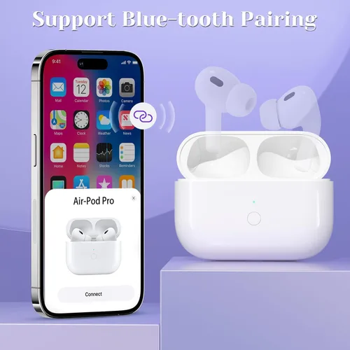 Vista 5 de Funda de carga inalámbrica compatible con AirPods Pro de 1ª y 2ª generación, puerto de carga tipo C para AirPod Pro 2, funda de carga con botón