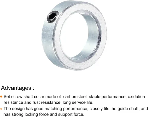 Vista 4 de MECCANIXITY Collar de eje de 1 pulgada de diámetro de acero al carbono chapado en zinc, collar de sujeción estilo tornillo, color plateado, paquete