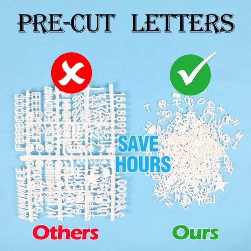 Vista 5 de Tablero de letras de fieltro de 10 x 10 pulgadas, tablero de letras intercambiables con letras precortadas blancas, tablero de mensajes de fieltro