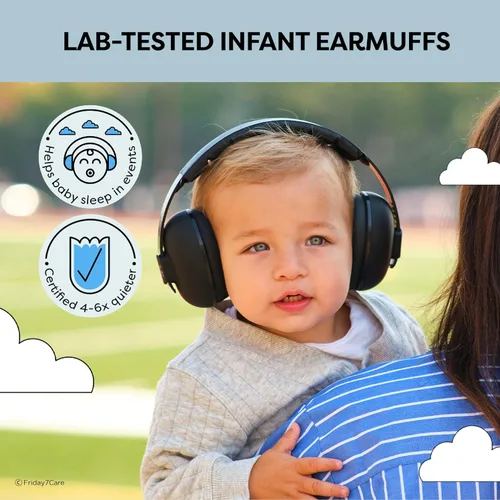 Vista 4 de Friday7Care Protección de oídos para bebé; auriculares para bebés a prueba de sonido, orejeras esenciales de viaje para bebés, protección contra