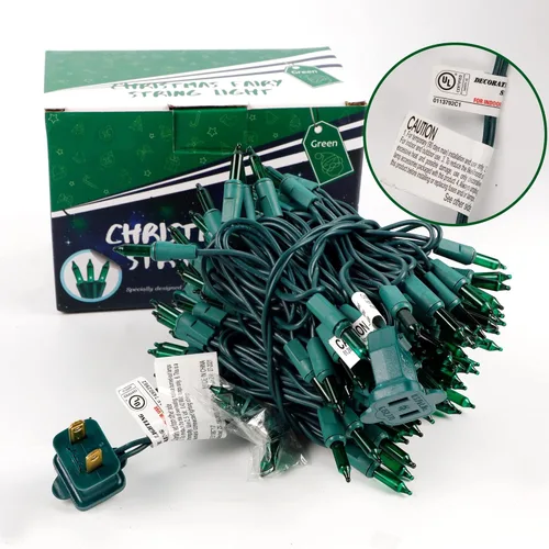 Vista 9 de WATERGLIDE Guirnalda de luces de Navidad, 120 V, certificado UL, 150 unidades, incandescente, transparente, mini luz de hadas de alambre verde