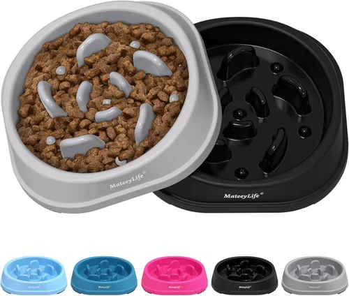 Vista 9 de MateeyLife Cuencos Pequeños de Alimentación Lenta para Gatos 2 Piezas, Cuencos de Comida para Gatos con Rompecabezas Anti-Asfixia, Alimentación