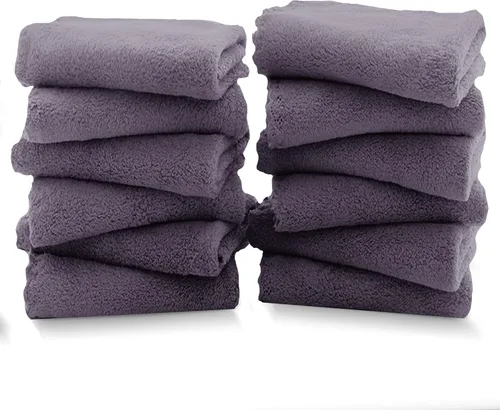 Vista 38 de TENSTARS Juego de 12 paños de alta calidad, secado rápido, terciopelo coral de microfibra suave, altamente absorbente, uso multiusos como baño, spa