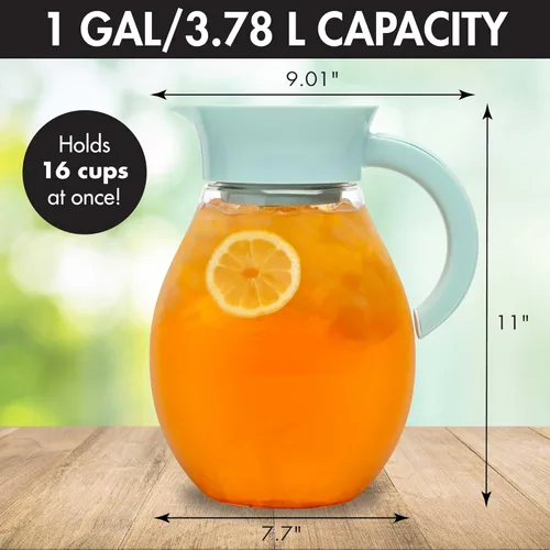 Vista 4 de Primula - Jarra grande para preparar té helado con infusor, jarra de plástico para bebidas con tapa hermética a prueba de fugas, filtro reutilizable