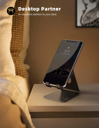 Vista 7 de Lamicall Soporte para teléfono celular, base para teléfono: cuna, soporte, soporte para escritorio de oficina - negro