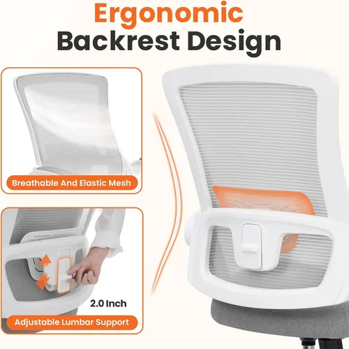 Vista 3 de NEO CHAIR - Silla de escritorio de oficina con respaldo alto Gris