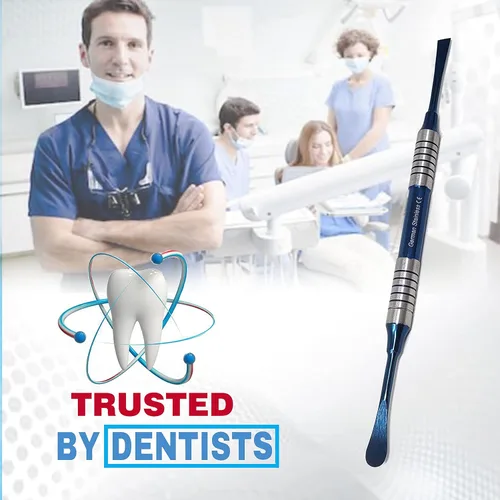 Vista 6 de Dental West Dell W2 Periosteal - Ascensor de dientes de doble extremo, mango hueco, extremo redondeado/extremo plano, acero inoxidable azul titanio