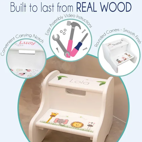 Vista 8 de My Bambino Taburete personalizado Sealife para niños, animales marinos náuticos, cuarto de baño