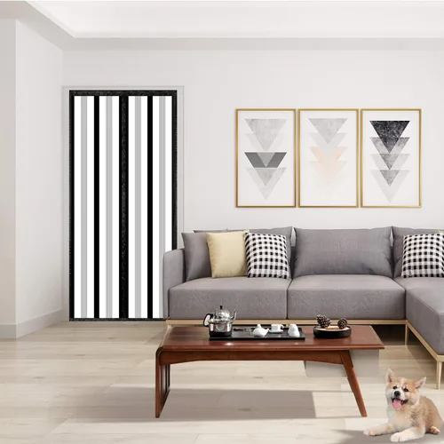 Vista 5 de Cortina de puerta aislada, cubierta magnética térmica para puerta, pantalla de cierre automático, privacidad magnética, manos libres para patio