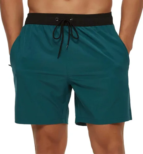 Vista 23 de Tyhengta - Trajes de baño para hombres de secado rápido, bolsillos con cremallera y forro de malla para playa