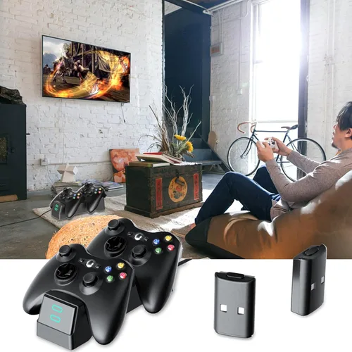 Vista 7 de Estación de carga de controlador para Xbox 360, base de carga dual BOFFO con 2 paquetes de baterías recargables de 1200 mAh y un cable de carga
