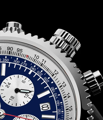 Vista 5 de Stuhrling Original Reloj de vestir para hombre - Reloj de pulsera cronógrafo con taquímetro subdial de 24 horas, Azul-A, Cronógrafo