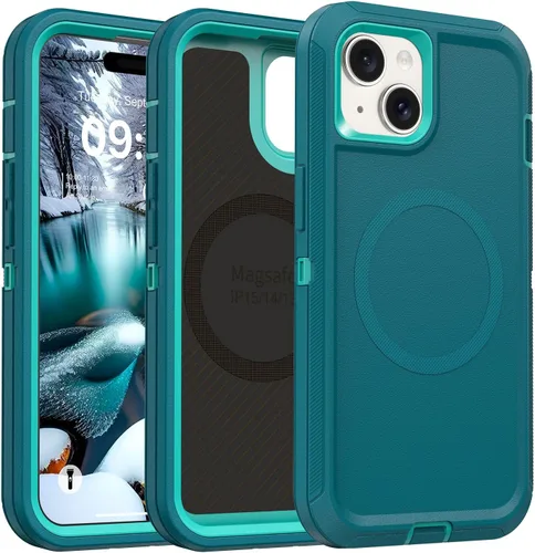 Vista 11 de TUTUKII Funda compatible con iPhone 14 Plus y 15 Plus con clip para cinturón, grado militar a prueba de golpes, compatible con MagSafe, 3 capas
