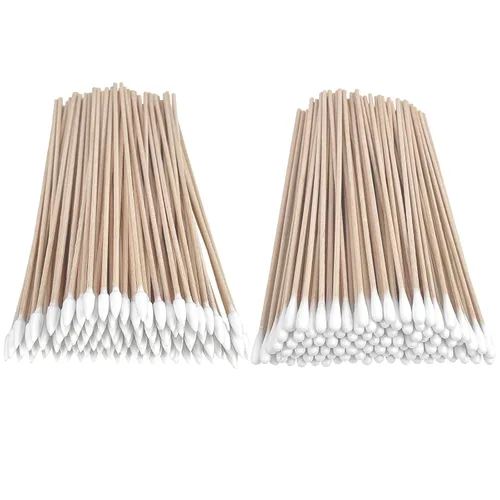 Eyxformula 200 hisopos de algodón de 6 pulgadas de largo con palos de bambú, 100 puntas redondas y 100 puntas de precisión para limpiar armas de