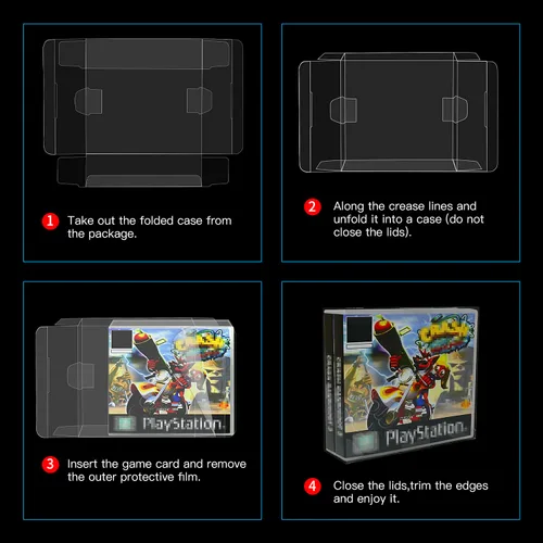 Vista 4 de 10 Pack Compatible with PlayStation 1 (PS1) Game Case Protector Sleeves – Clear Plastic Display Covers, Scratch Resistant, Dustproof