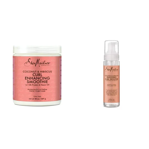SheaMoisture Crema para el cabello con batido y mousse para cabello grueso y rizado