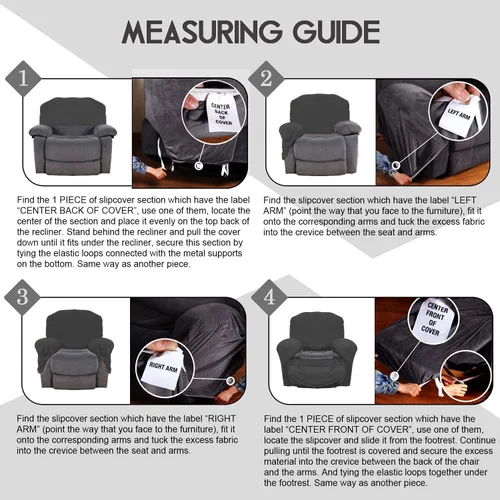 Vista 7 de ULTICOR Funda reclinable de terciopelo para sofá reclinable de 4 piezas, 1 asiento, fundas elásticas de terciopelo para sofá reclinable de 1 cojín