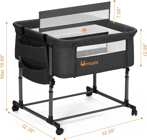 Vista 7 de MTWML Cuna gemelar para 2 bebés, cuna portátil para gemelos con bolsa de almacenamiento y funda de colchón reemplazable, cuna de cama doble