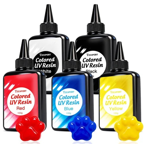 Teexpert Kit de resina UV, 17.64 oz de resina UV de color opaco de gran capacidad, tipo duro, inodoro y baja contracción, color vibrante para