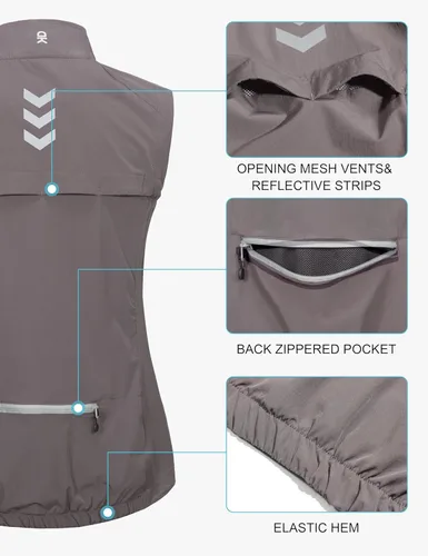 Vista 7 de Little Donkey Andy Chaleco ligero de secado rápido para mujer, resistente al viento, sin mangas, elástica, para golf, ciclismo, correr