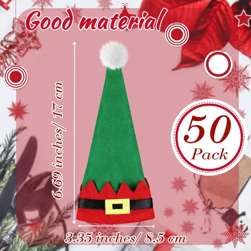 Vista 2 de Hiboom Juego de 50 soportes de cubiertos de Navidad de tela no tejida, bolsa de almacenamiento de cubiertos de Papá Noel para mesa, cubiertos