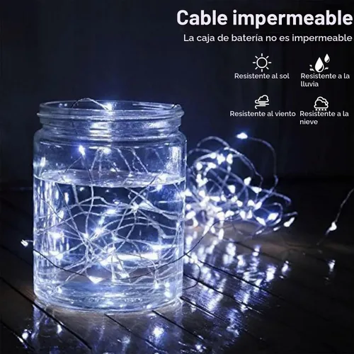 Vista 4 de Guirnalda de luces de Navidad, 10 pies, 30 LED, árbol de Navidad, Papá Noel, copo de nieve, luces de hadas, funciona con pilas, con control remoto