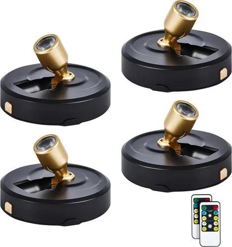 Vista 18 de Paquete de 2 Focos LED Inalámbricos a Batería para Cuadros, Luces de Disco con 2 Controles Remotos, Foco Adhesivo Regulable con Temporizador