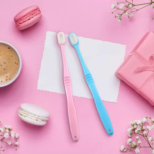 Vista 5 de Boao 4 cepillos de dientes extra suaves, micro nano, cepillo de dientes manual para encías sensibles con 20,000 cerdas extra suaves para encías