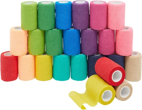 Juvale Envoltura de vendaje autoadhesiva cohesiva, soporte elástico para esguinces y cinta deportiva, envoltura veterinaria para caballos y perros,