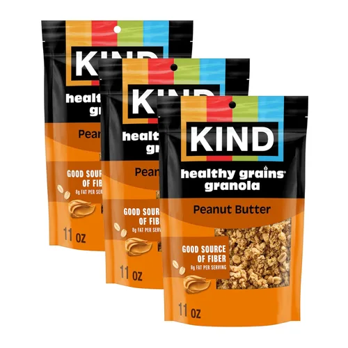 Vista 10 de Kind Healthy Grains Granola, Clusters de Mantequilla de Cacahuate, Snacks Saludables, Sin Gluten, 100% Granos Integrales, 10g de Proteína, 11 onzas