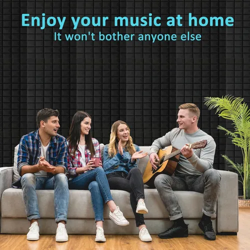 Vista 8 de Paneles de espuma acústica de 48 x 24 x 2 pulgadas, paneles de pared de espuma insonorizada de alta densidad para reducción de ruido, paredes