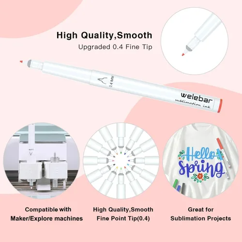 Vista 5 de Paquete de 12 bolígrafos infusibles compatibles con Cricut Maker 3/Maker 4/Maker/Explore 3/Explore 4/Air 2/Air, juego de bolígrafos de tinta