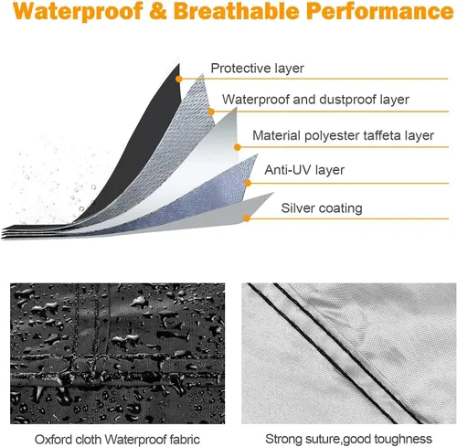 Vista 4 de NEVERLAND Funda para Coche Sedán Impermeable Resistente Protección Todo Clima Nieve Anti-UV Resistente al Viento Exterior Funda Completa para Coche