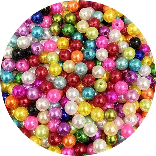 Vista 26 de 800 cuentas de perlas de 0.236 pulgadas (0.236 in) de satén redondas sueltas de plástico para hacer joyas, aretes, pulseras, collares, llaveros