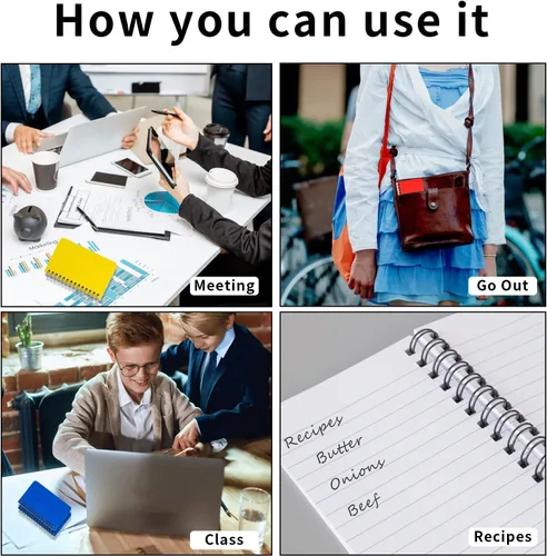 Vista 6 de QiCheng paquete de 6 cuadernos de bolsillo pequeños, cuaderno de bolsillo pequeño, cuadernos pequeños en espiral de 3X5 pulgadas (6)