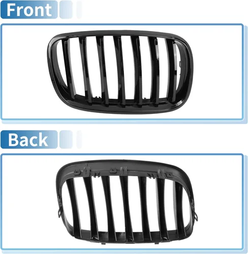 Vista 6 de X AUTOHAUX Parrilla de parachoques delantero superior para BMW X5 4 puertas 2007-2013 Parachoques delantero superior Rejilla de riñón Rejilla