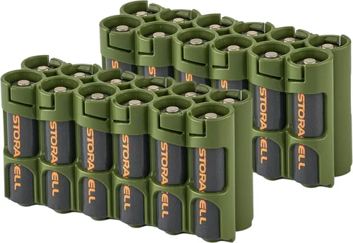 Vista 8 de Soporte para 12 baterías Storacell, AA Powerpax, color amarillo.