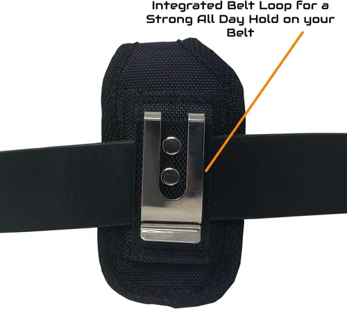 Vista 6 de AGOZ Rugged Kyocera DuraXV DuraXA E4520, DuraXE E4710, Dura XTP - Funda con clip para cinturón, funda táctica vertical de lona con trabillas