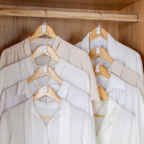 Vista 2 de 40 ganchos para colgar ropa, ganchos extensores de plástico resistente, ganchos de conexión de terciopelo, ganchos en cascada, para organizador