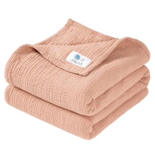 Vista 14 de Lulu moon Manta de Edredón de Muselina, Manta de Cuna para Bebé y Niño Pequeño, 47x47 Pulgadas (Azul)