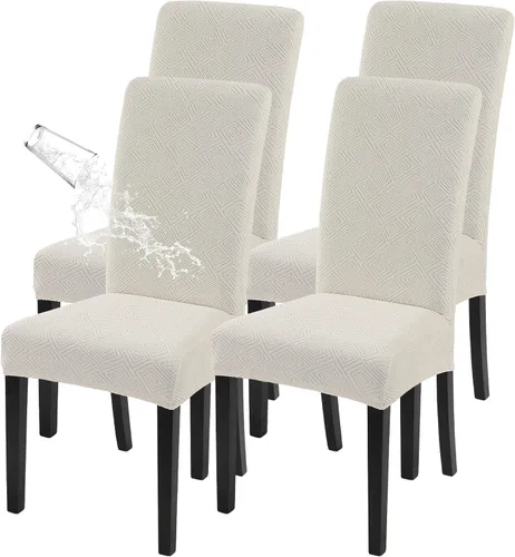 Vista 13 de SearchI Juego de 4 fundas impermeables para sillas de comedor, fundas elásticas para sillas Parsons extraíbles, lavables, fundas protectoras