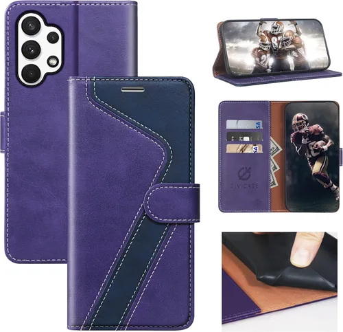Vista 58 de Funda tipo cartera para Samsung Galaxy A13 5G, funda de cuero con tapa con bloqueo RFID, soporte para tarjetas de crédito, soporte magnético