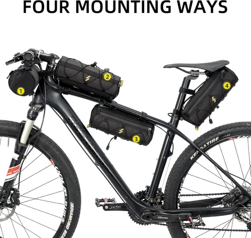 Vista 4 de ROCKBROS - Bolsa para manillar de bicicleta pequeña, bolsa de barra de bicicleta práctica, bolsas delanteras de bicicleta, bolsa de almacenamiento